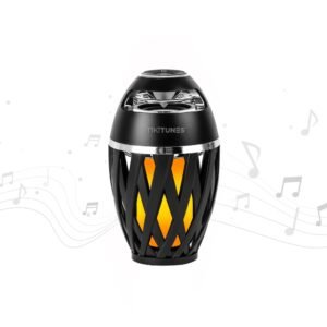 TikiTunes Bluetooth speaker with flickering LED flame light (official product image)